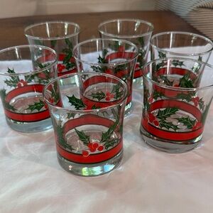 Libbey Holly & Berries double old fashioned or rocks glass - set of 7